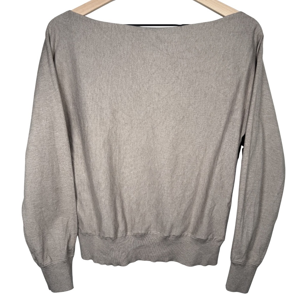 Aritzia Babaton Taupe Off Shoulder Sweater 2XS Lightweight Knit XXS XS
